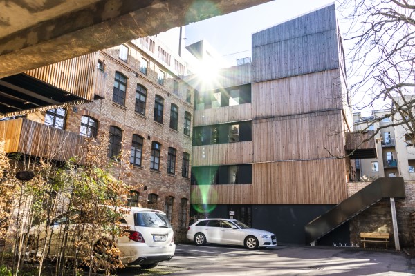 Textilmanufaktur, Umbau und Erweiterung, Ansicht des Innenhofes in der Martha Brautzsch Straße 13 in Halle (Saale)