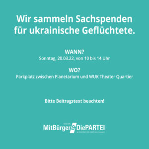 Mehr über den Artikel erfahren Sachspendensammlung zum Frühjahrsempfang